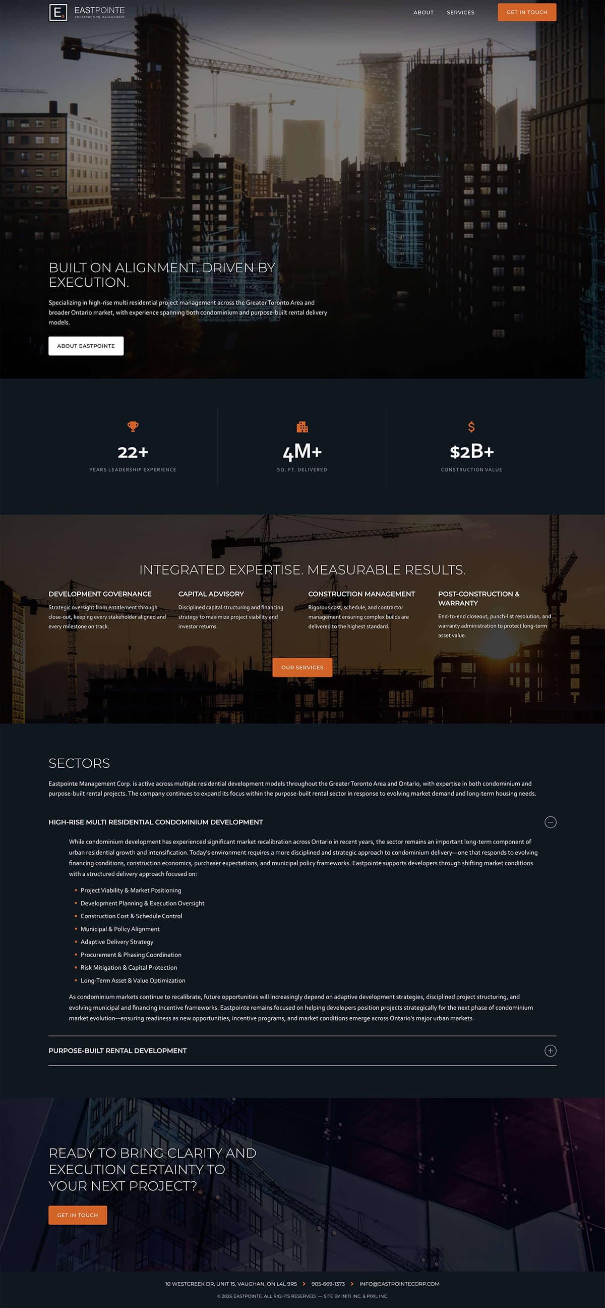 Eastpointe Construction Management website screenshot