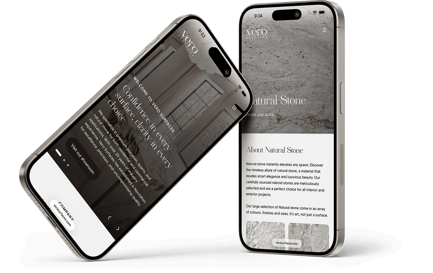 Vero Surfaces website mobile screenshot